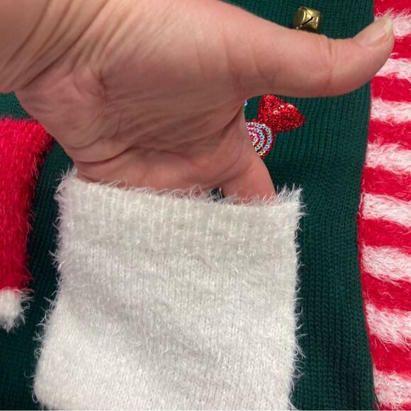 United States Sweaters SZ XL Christmas Holiday Santa Cardigan Winter Comfy Green - Picture 4 of 11